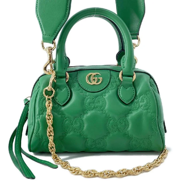 GUCCI GGMatelasse 2wayTravel Bag Green 702251 Leather Size Mini