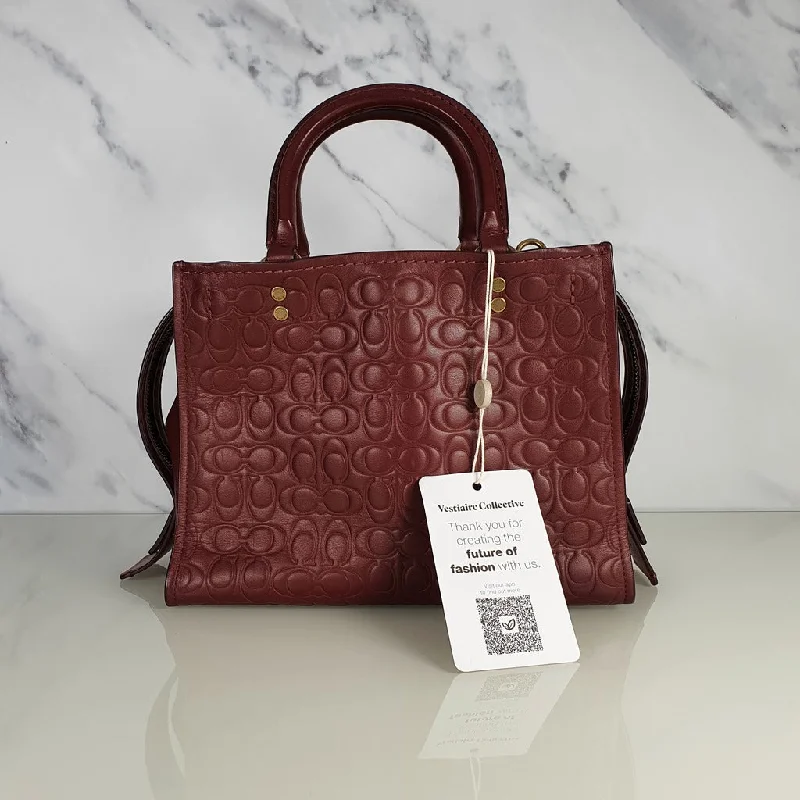 Coach Rogue 25 in Burgundy Signature Embossed Leather with Floral Bow Lining