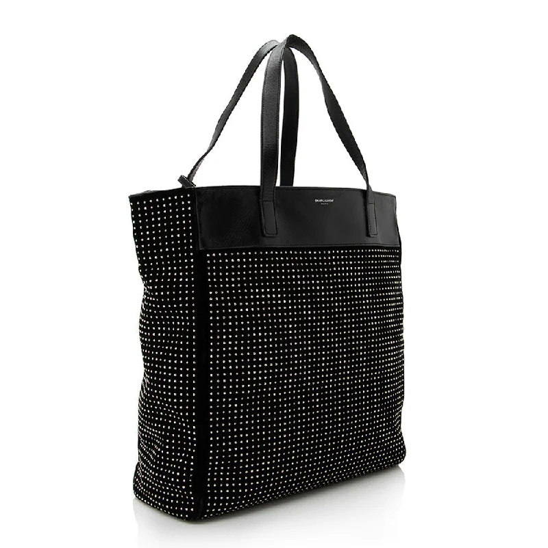 Saint Laurent Leather Studded N/S Shopper Tote 21777