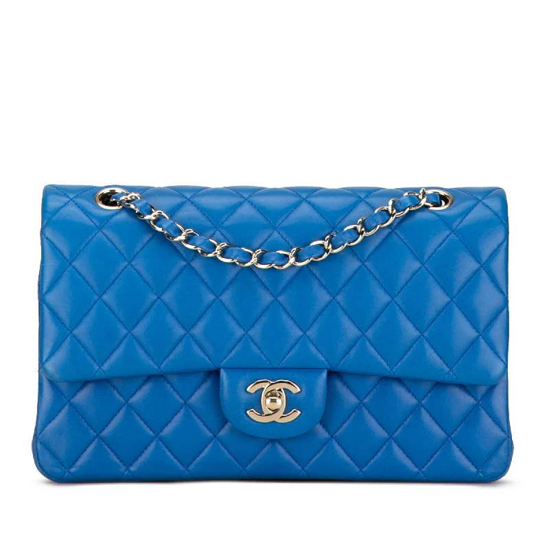 Blue Chanel Medium Classic Lambskin Double Flap Shoulder Bag