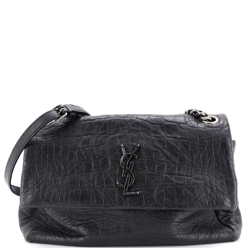 West Hollywood Shoulder Bag Crocodile Embossed Leather Medium