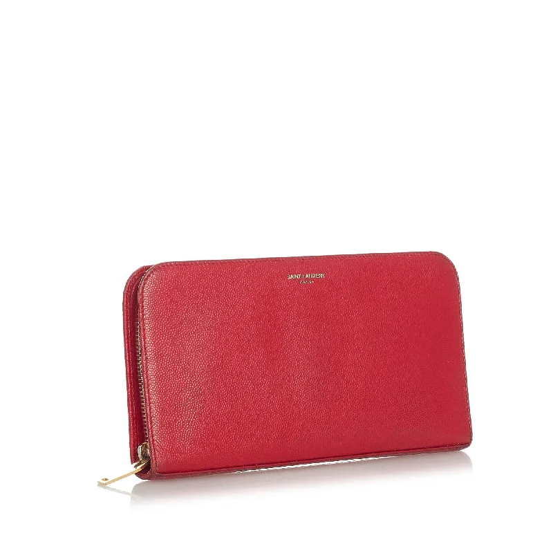 Saint Laurent Leather Zip Around Wallet (SHG-22445