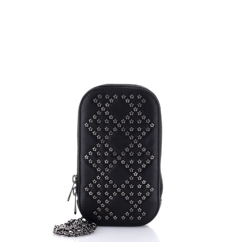 Lady Dior Phone Holder on Chain Studded Leather