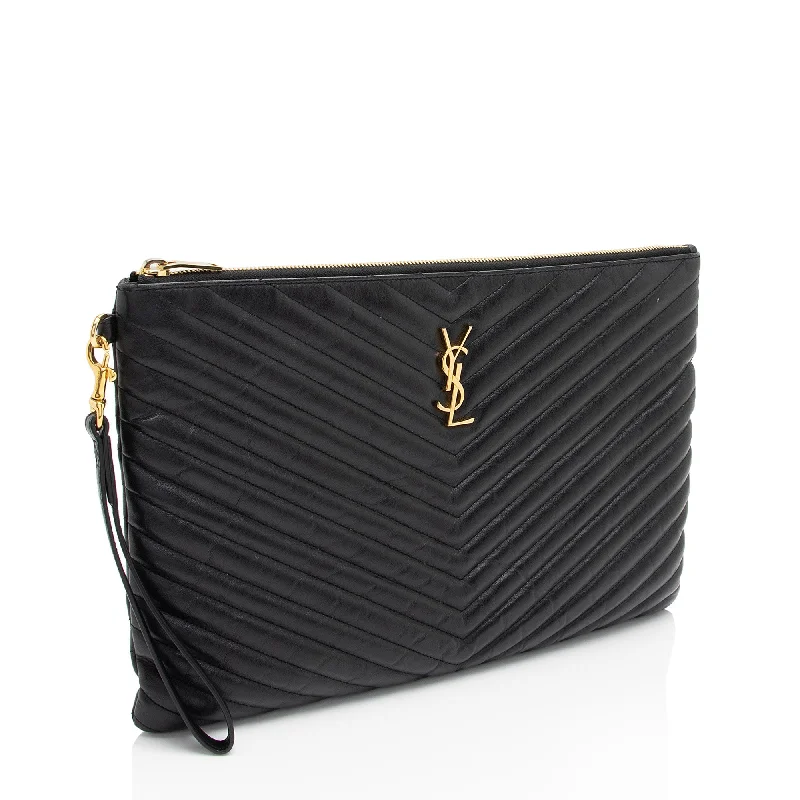 Saint Laurent Matelasse Calfskin Monogram Large Wristlet Cxxp2w