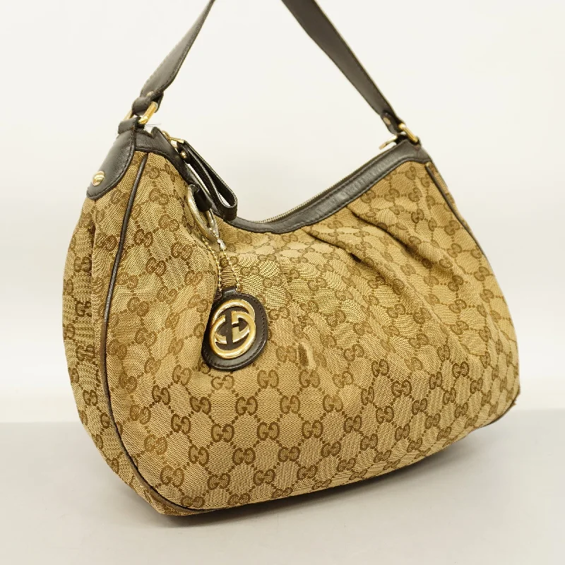 GUCCI  Sukey Shoulder Bag 232955 GG Canvas,Leather Shoulder Bag Beige,Brown