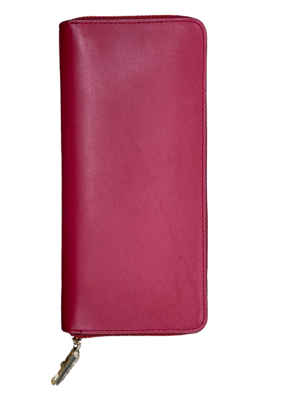 COACH Logo Slim Accordion Zip Around Leather Wallet, Large, Red