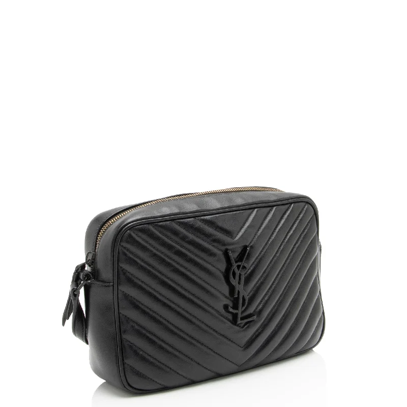 Saint Laurent Matelasse Calfskin Matte Black Monogram Lou Camera Bag APSLqT