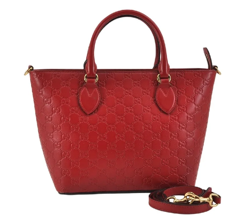 Authentic GUCCI Guccissima 2Way Tote Hand Bag GG Leather 432124 Red 2957K