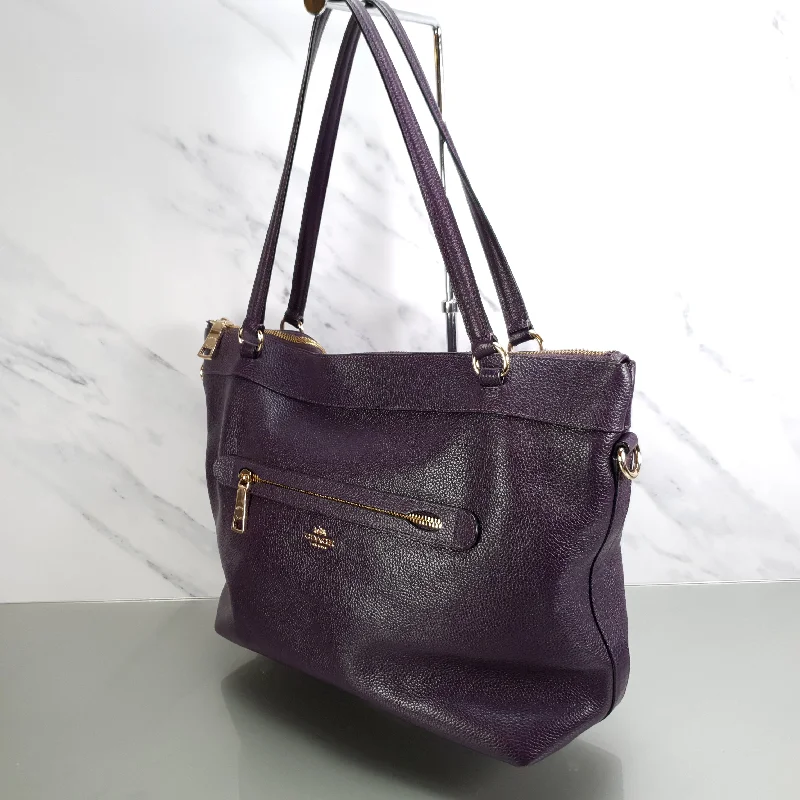 Coach Tyler Zip Tote Bag in Purple Pebble Leather