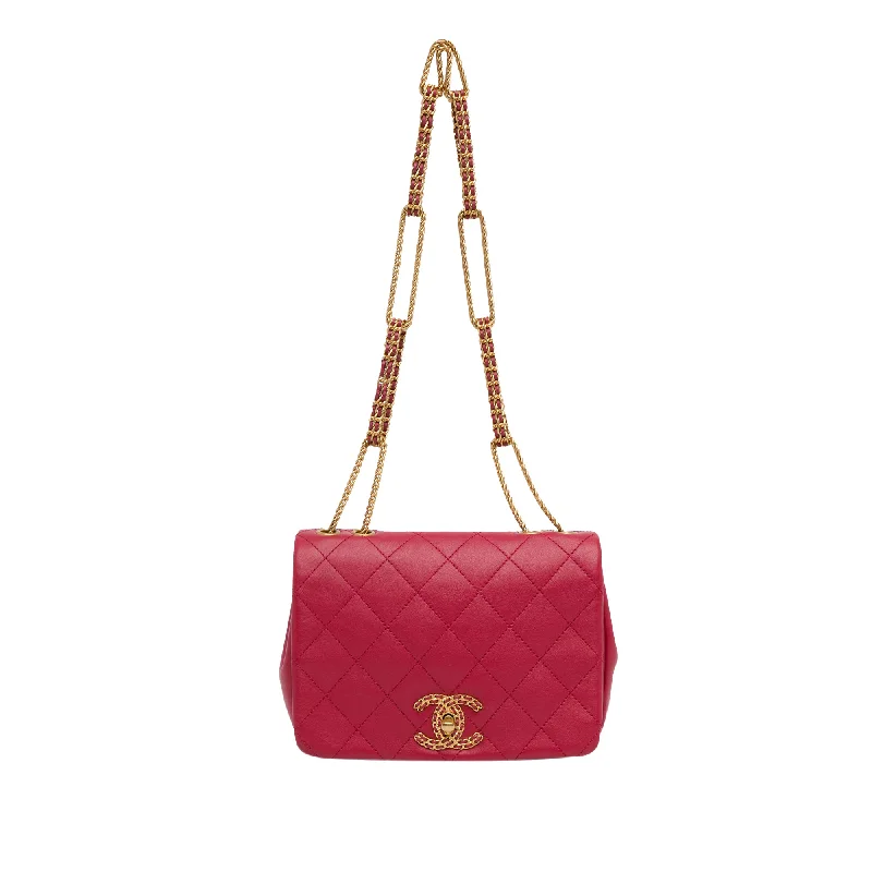 Pink Chanel Quilted Lambskin On And On Flap Shoulder Bag