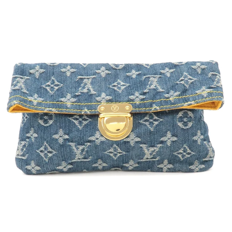 Louis Vuitton Monogram Denim Pochette Plat Clutch Bag M95007