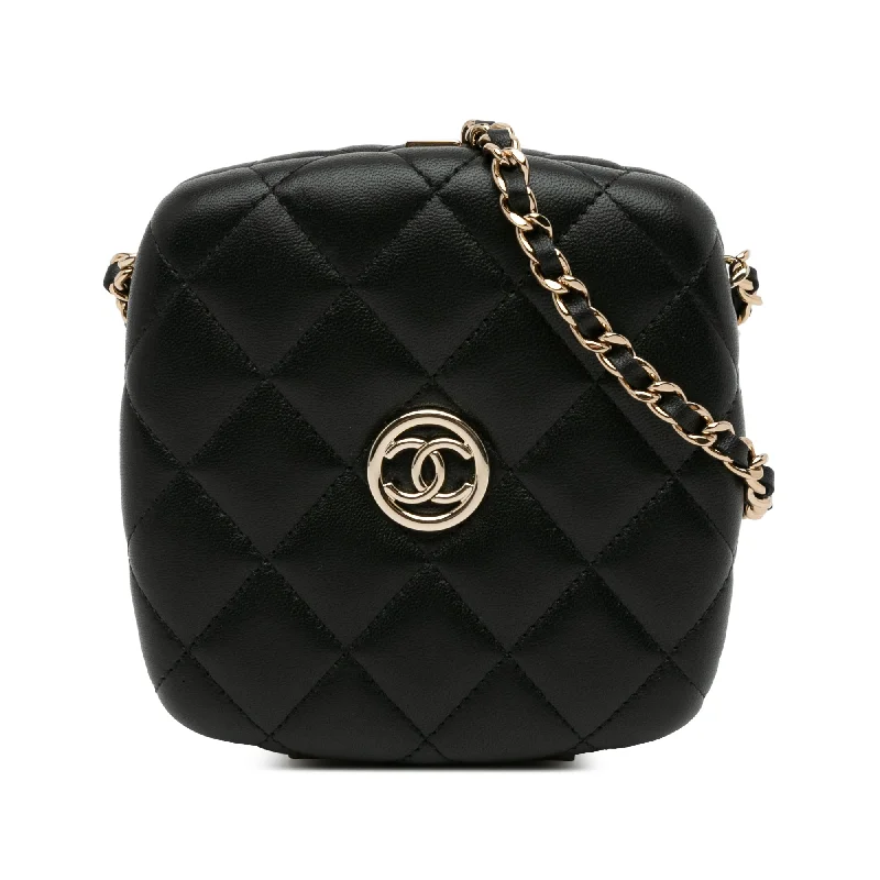 Black Chanel Quilted Lambskin Compact Vanity Case