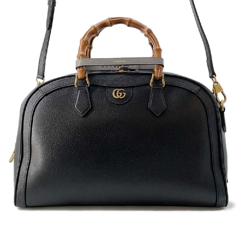 GUCCI Diana Duffle Bag Black 705373 Leather Size Medium