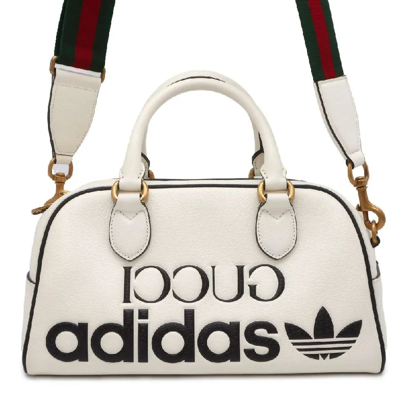 GUCCI Mini Duffle Bag Adidas collaboration White/Black 702397 Leather