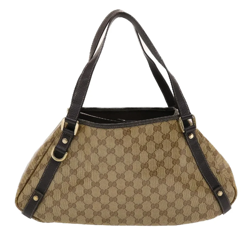 Gucci GG Canvas Hand Bag Coated Canvas Beige Dark Brown  49071