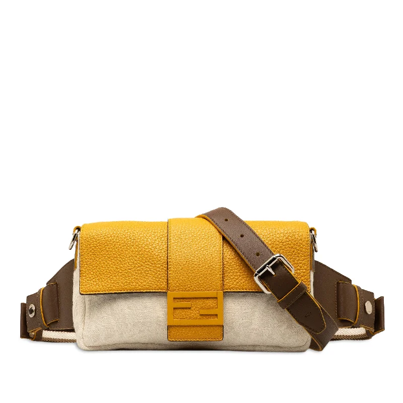 Brown Fendi Zucca Canvas and Leather Convertible Baguette Satchel