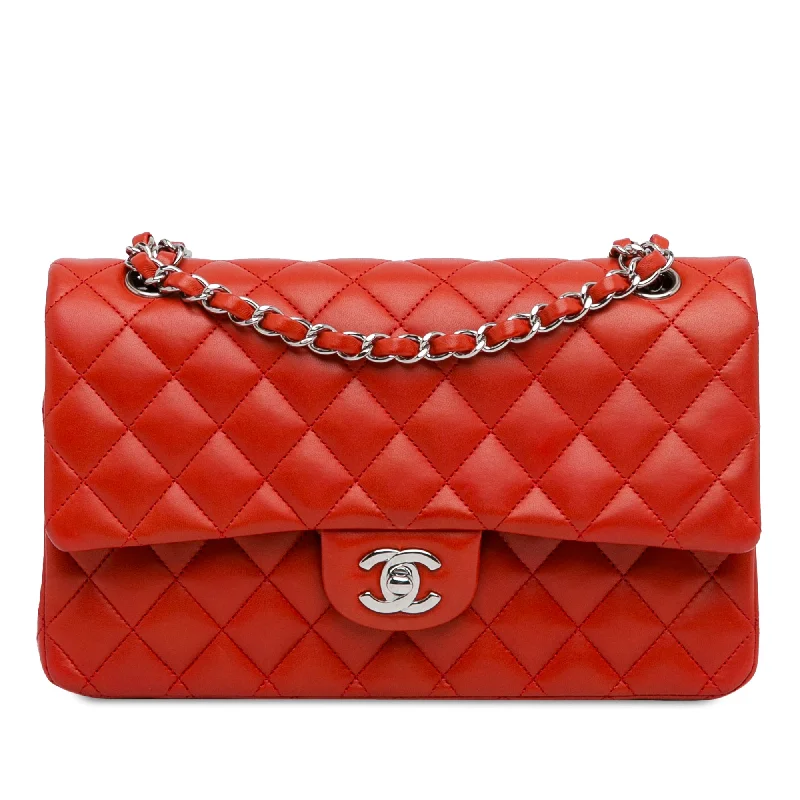 Red Chanel Medium Classic Lambskin Double Flap Shoulder Bag