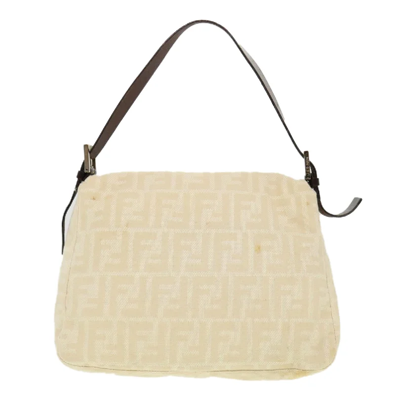 FENDI Zucca Canvas Mamma Baguette Shoulder Bag Cream 2119 26325 009  38788