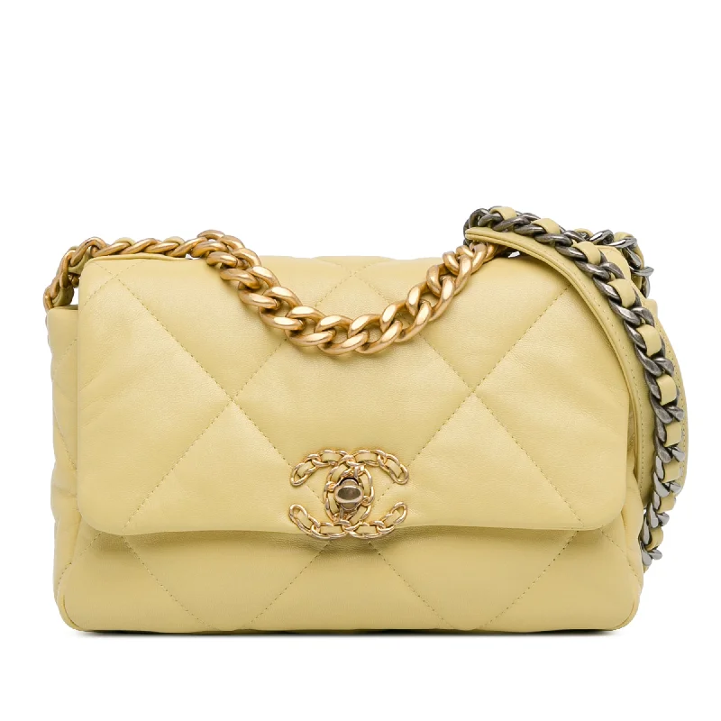 Yellow Chanel Medium Lambskin 19 Flap Satchel