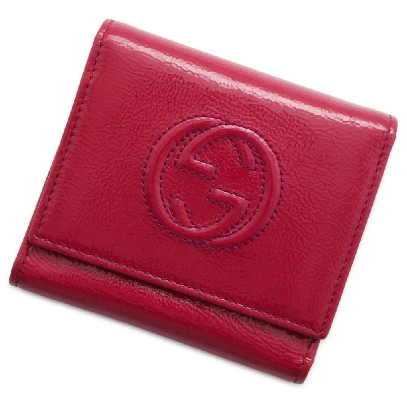 GUCCI Soho Tri-fold Wallet Pink 351485 Patent Leather