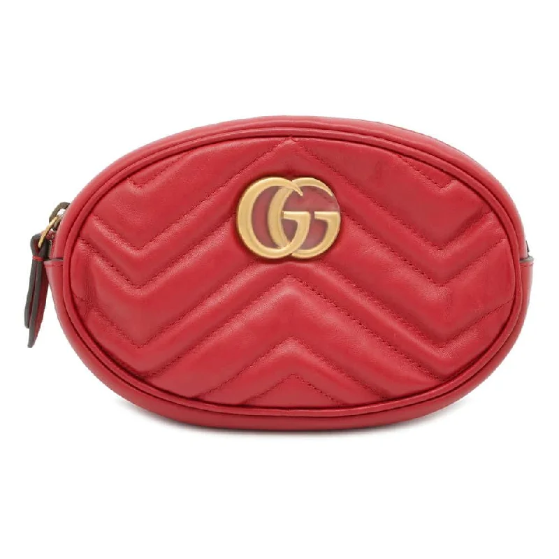 GUCCI Crossbody Bag GG Marmont Red 476434 Leather