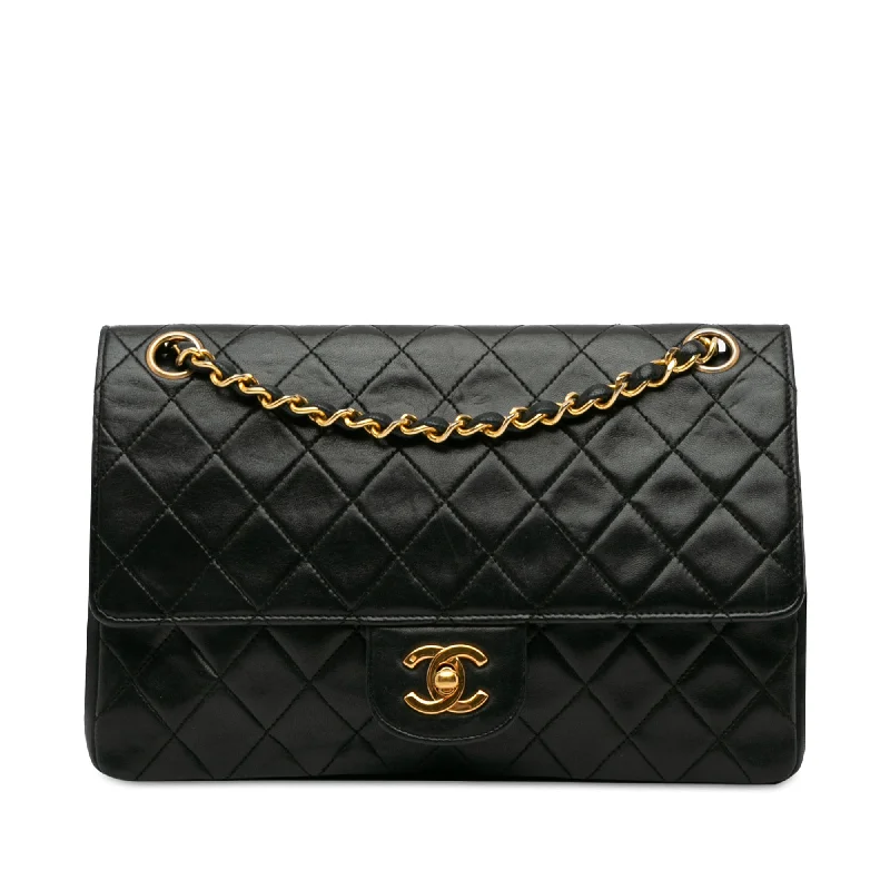 Black Chanel Medium Quilted Lambskin Double Flap Shoulder Bag