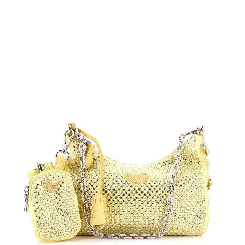 Re-Edition 2005 Shoulder Bag Crystal Embellished Satin Small