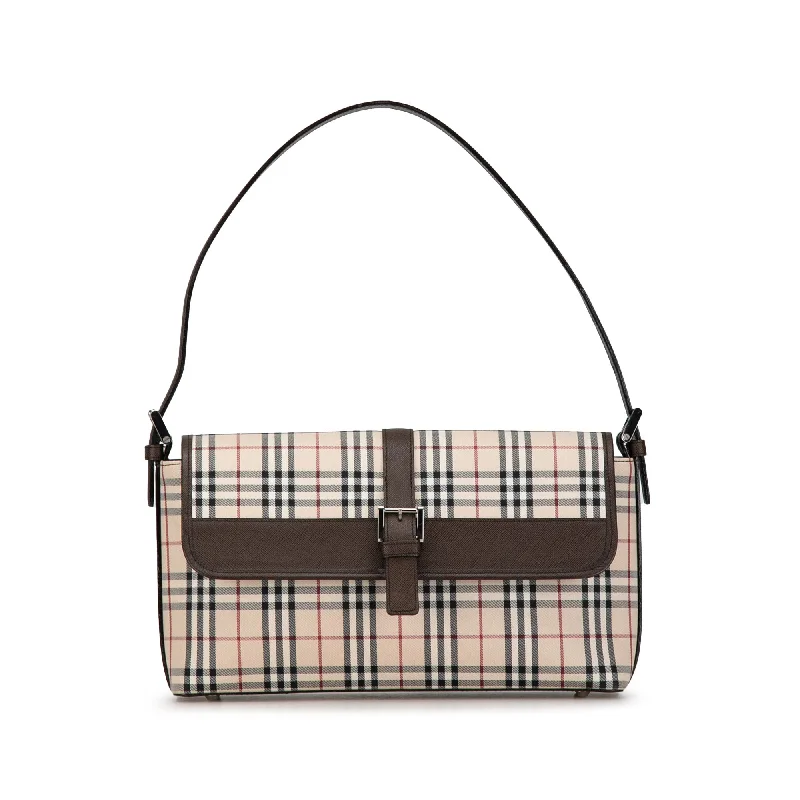 Cream Burberry House Check Canvas Shoulder Bag