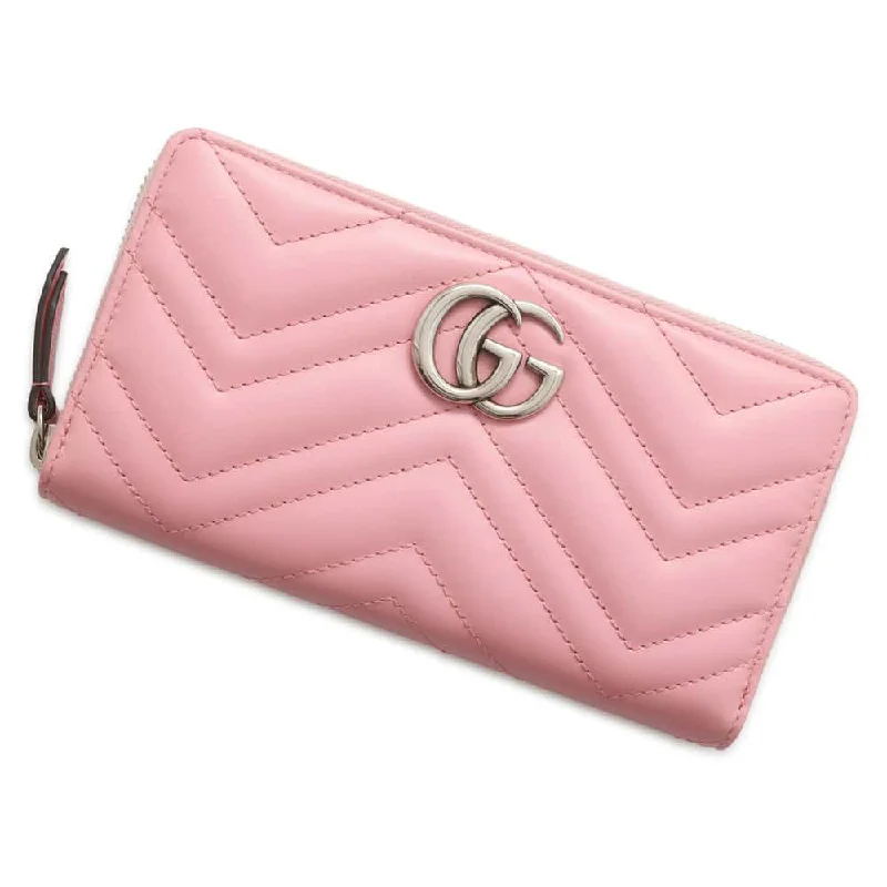 GUCCI GG Marmont Zip AroundNagazaiCloth Pink 443123 Leather