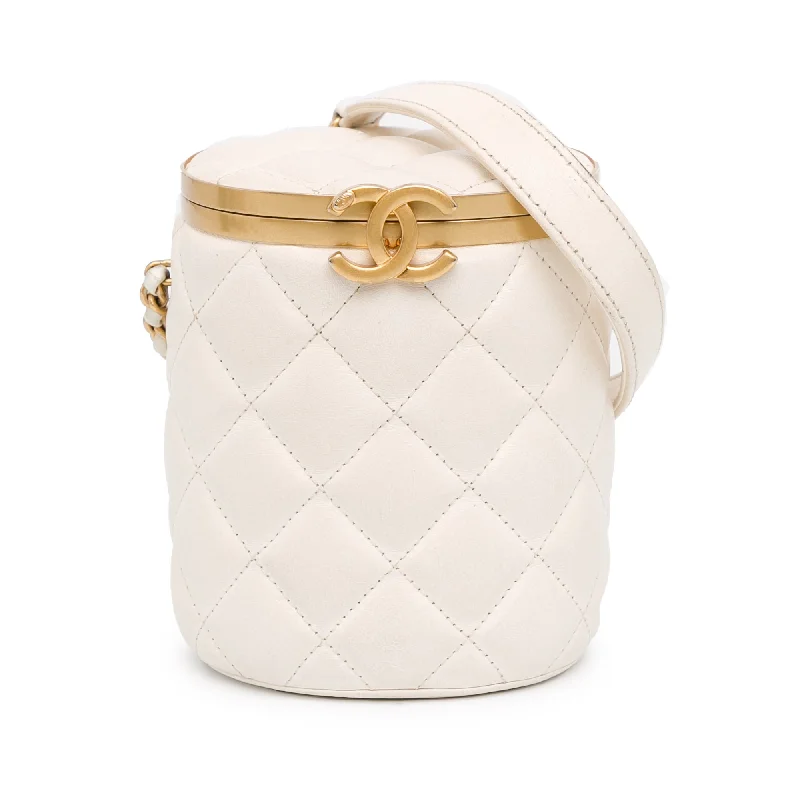 White Chanel Small Quilted Lambskin Crown Box Bag