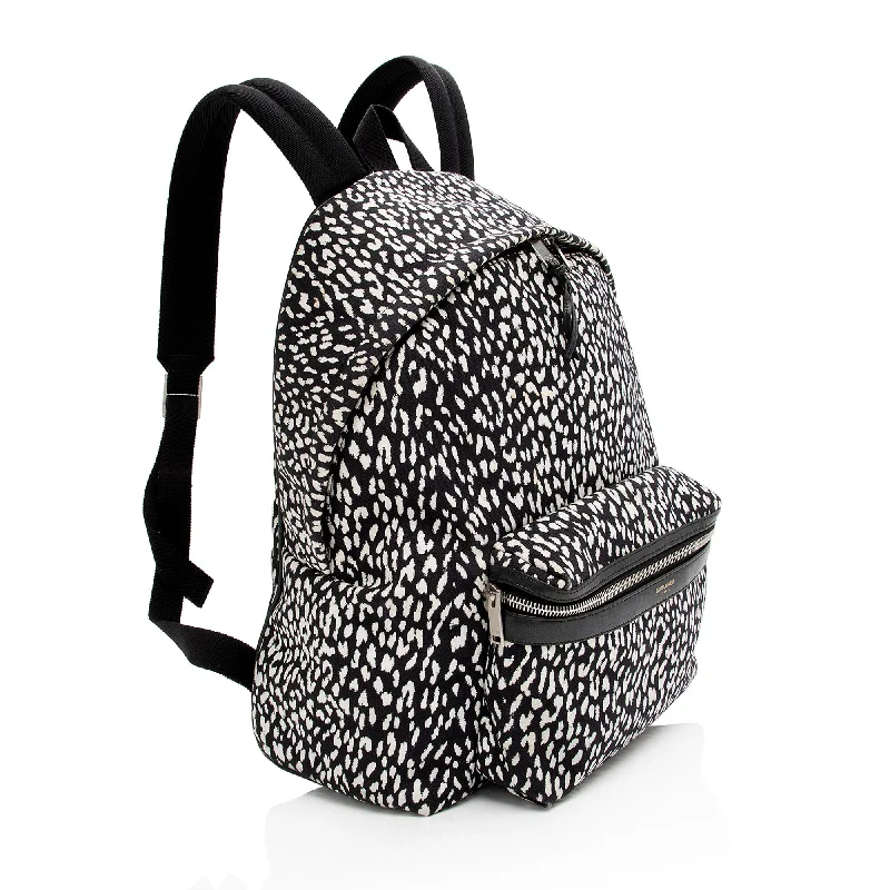 Saint Laurent Leopard Print Canvas City Backpack lc0KDV