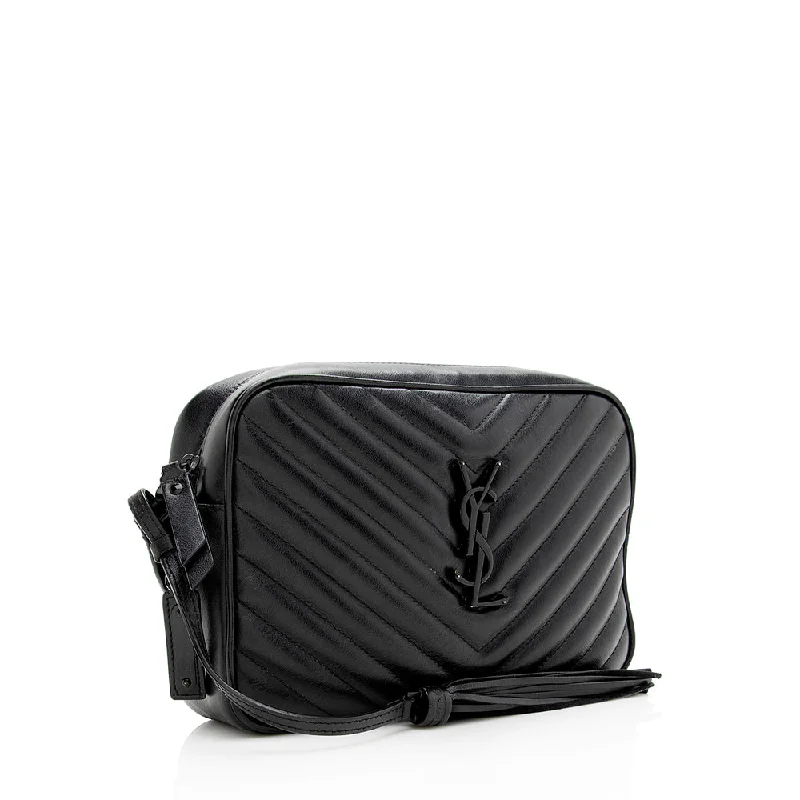 Saint Laurent Matelasse Calfskin Matte Black Lou Camera Bag - FINAL SALE 20006