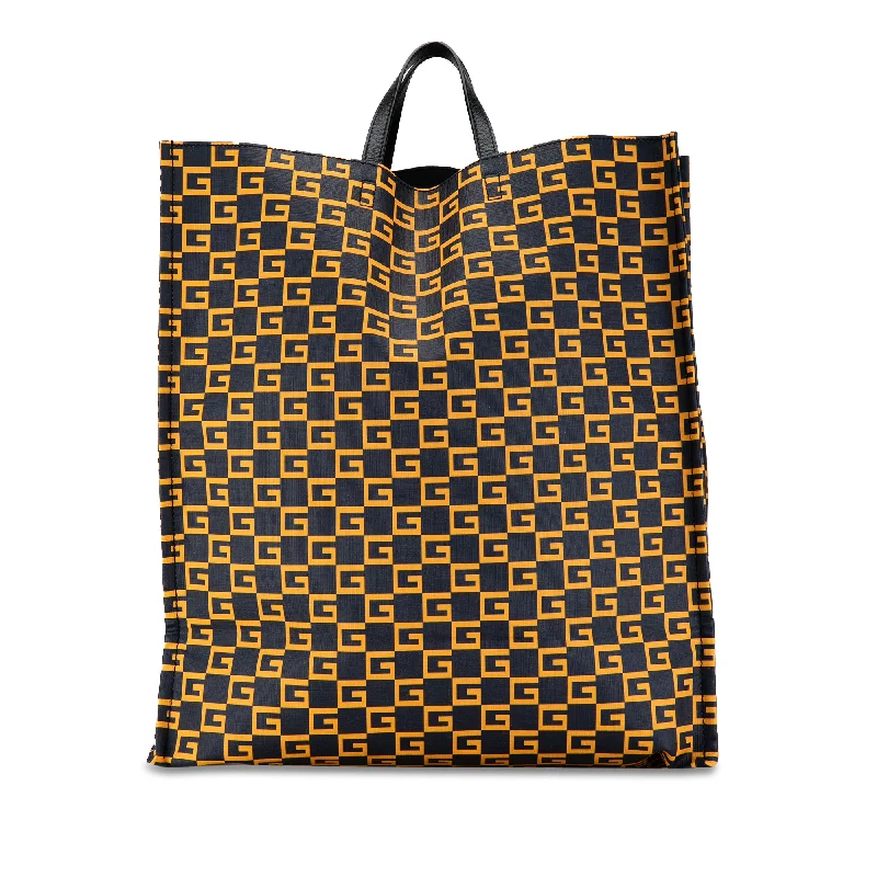 Yellow Gucci G Square Coated Canvas Vertical Tote