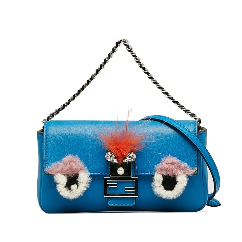 Fendi Monster Micro-Bagets 8M0354 Blue Leather Ladies Fendi