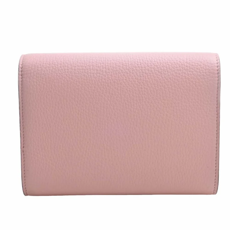 GUCCI Leather Animanie Bee Shoulder Bag 498097 Pink Women's