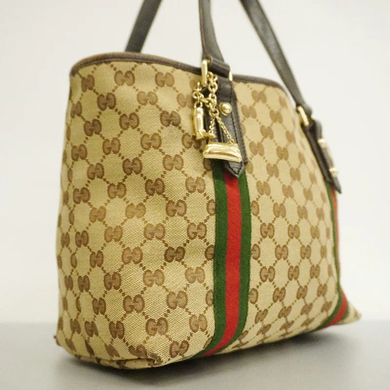 GUCCI  Sherry Line 137396 Women's GG Canvas,Leather Tote Bag Beige,Brown