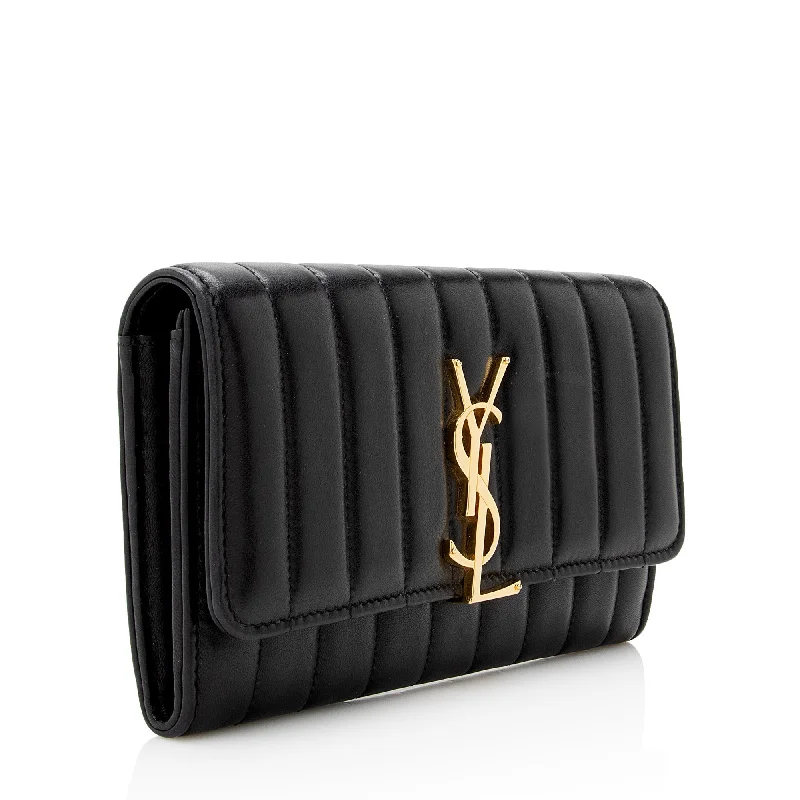 Saint Laurent Matalasse Calfskin Vicky Continental Wallet 22903