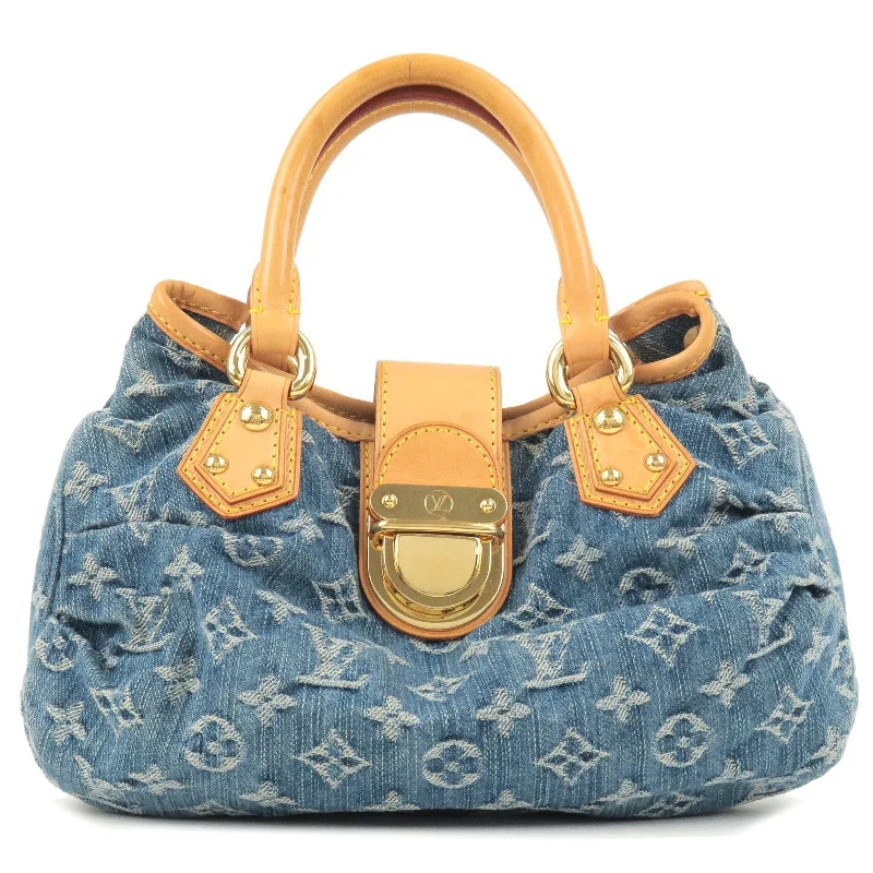 Louis Vuitton Monogram Denim Pleaty Hand Bag Blue M95020