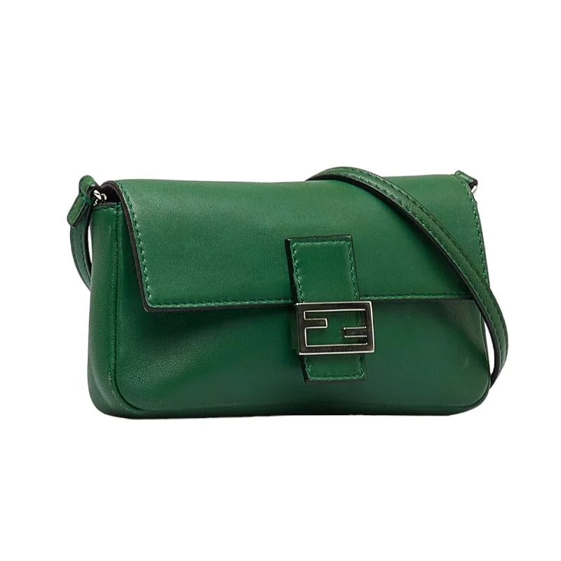 Fendi Micro Bucket Handbag Shoulder Bag 8M0354 Green Leather