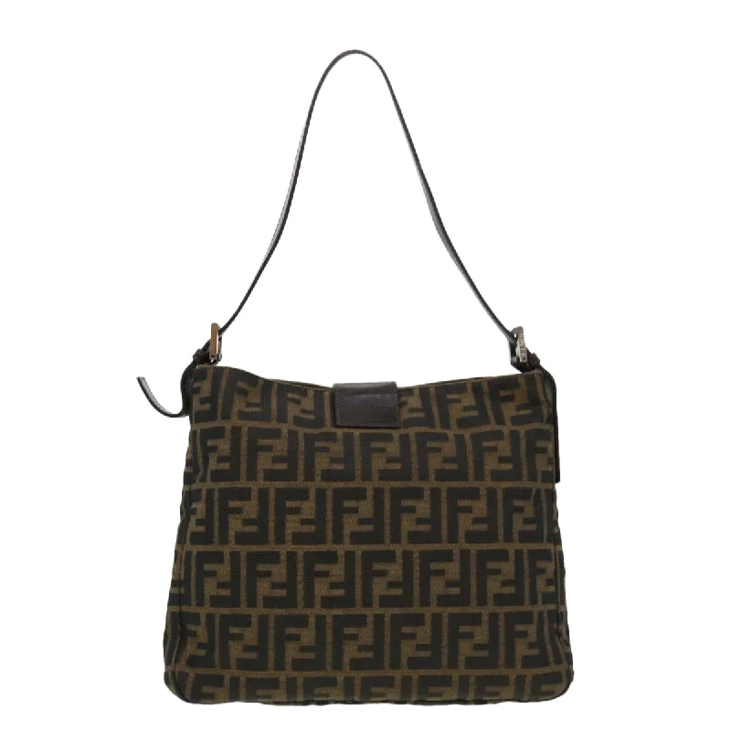 FENDI Zucca Canvas Mamma Baguette Shoulder Bag Brown 2258 26727 009 Auth am4024