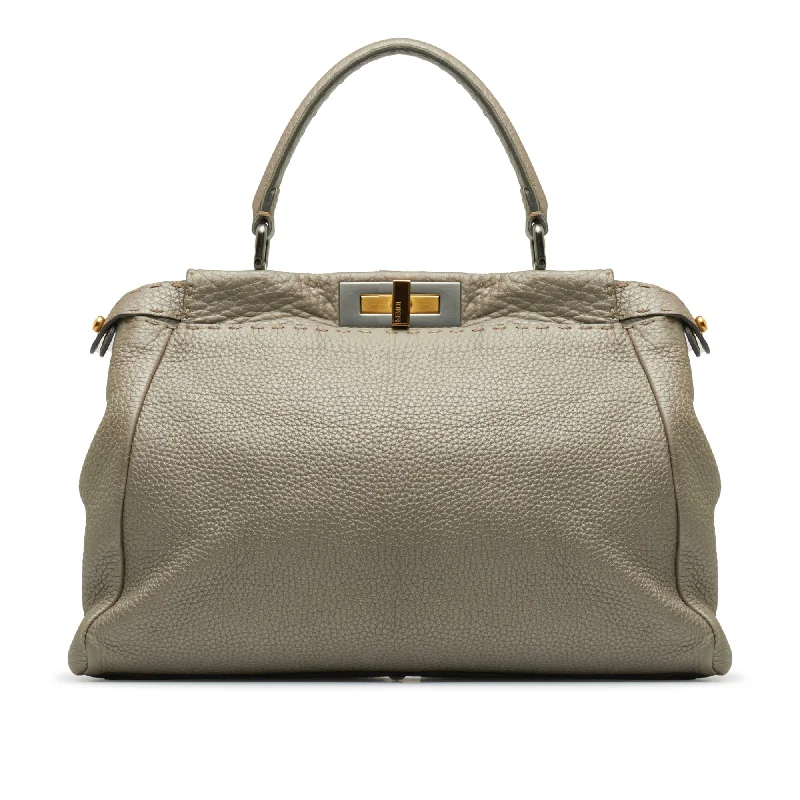 Silver Fendi Medium Selleria Peekaboo Satchel