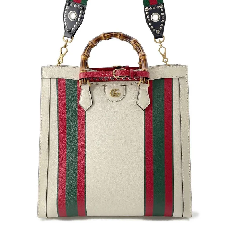 GUCCI Diana 2way Tote Bag Ivory/Green/Red 721080 Leather