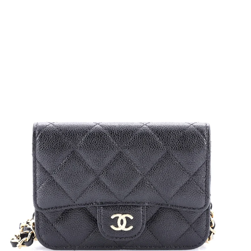 Classic Flap Clutch with Chain Quilted Caviar Small