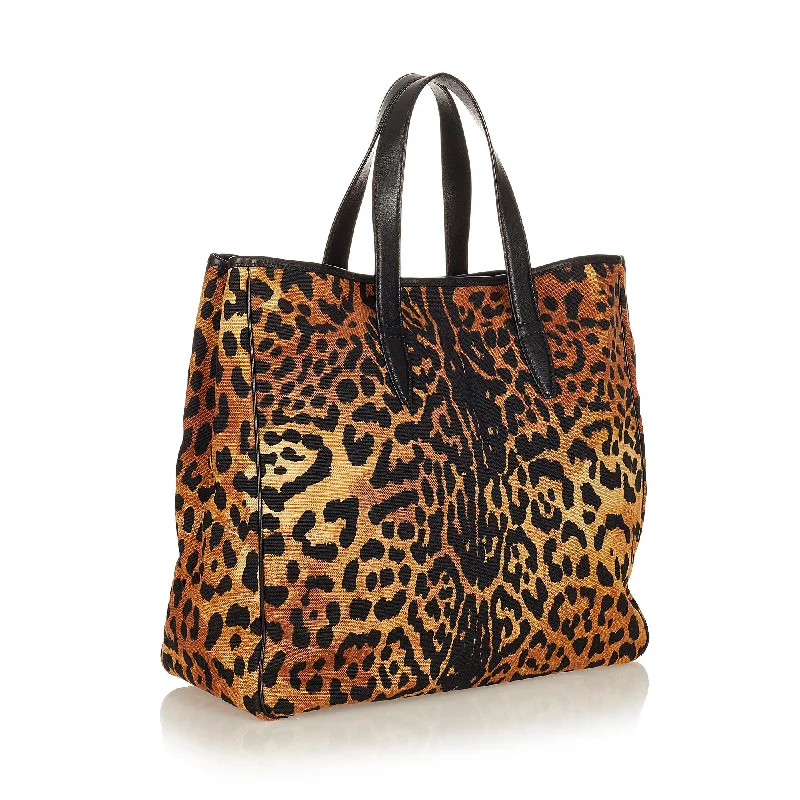 Saint Laurent Leopard Print Tote Bag (SHG-31053