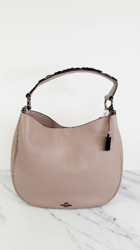 Coach Nomad Hobo in Grey Birch Taupe Willow with Tea Rose Details - Crossbody Shoulder Bag with - Coach 55543