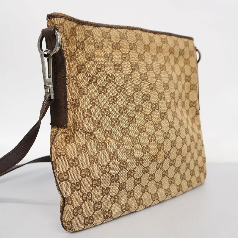 GUCCI  GG Canvas Shoulder Bag 113013 Women's Shoulder Bag Beige,Dark Brown