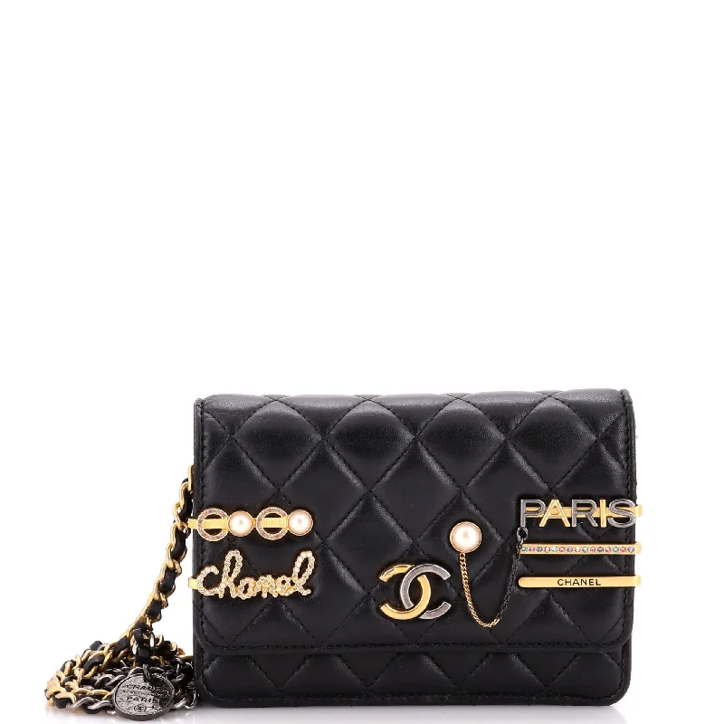 Coco Clips Wallet on Chain Embellished Quilted Lambskin Mini