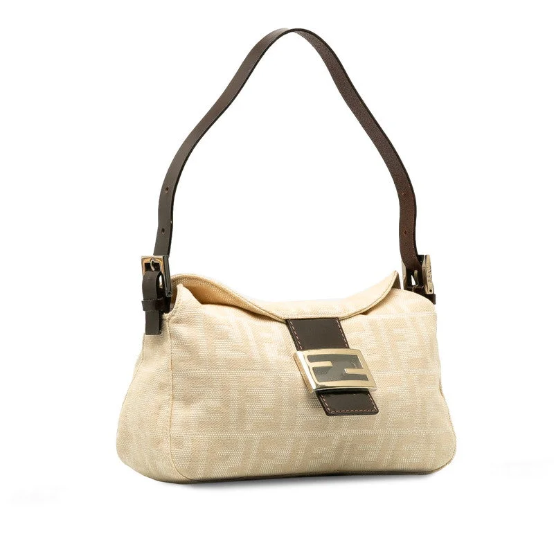 Fendi Zucca Shoulder Bag Canvas/Laser Beige Ladies