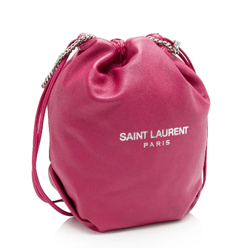 Saint Laurent Leather Teddy Small Bucket Bag xicq3g