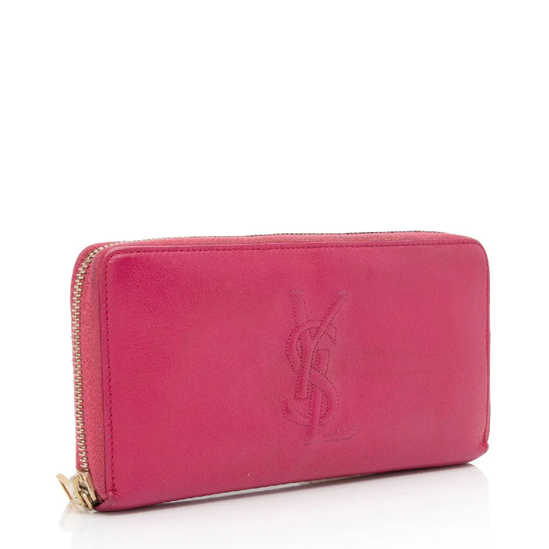 Saint Laurent Leather Monogram Belle du Jour Zip Around Wallet agqKCo